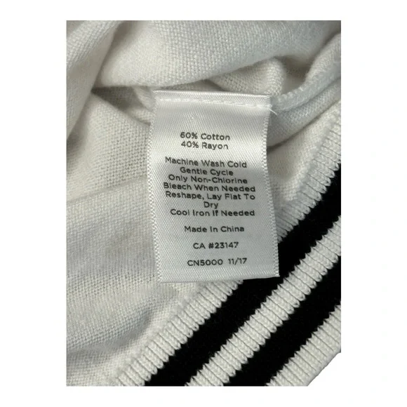 Talbots Button Up Cardigan White Black Stripe Trim Office Classic Women’s Sz XS - Picture 9 of 11